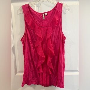 Elle Hot Pink Ruffled Sleeveless Tank